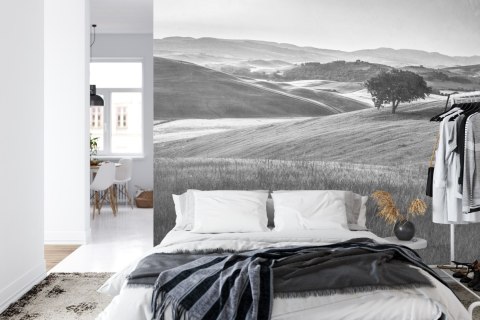 Fototapeta Rolling Hills Faded Vintage W Czerni I Bieli