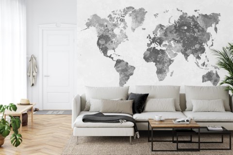 Fototapeta Mapa Świata Akwarela Monochromatyczne