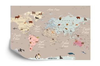Fototapeta Animals World Map For Kids Wallpaper Design
