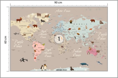 Fototapeta Animals World Map For Kids Wallpaper Design