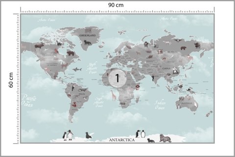 Fototapeta Animals World Map For Kids Wallpaper Design