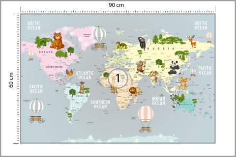 Fototapeta Animals World Map For Kids Wallpaper Design