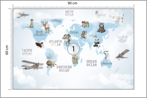 Fototapeta Animals World Map For Kids Wallpaper Design