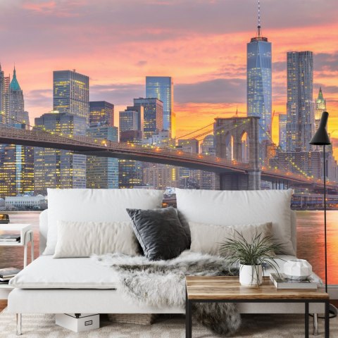 Fototapeta Lower Manhattan Skyline And Brooklyn Bridge