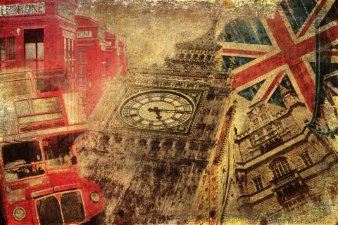 Obraz Na Płótnie Kolaż Z Ikonami Londynu W Stylu Vintage Obraz Na Płótnie Kolaż Z Ikonami Londynu W Stylu Vintage