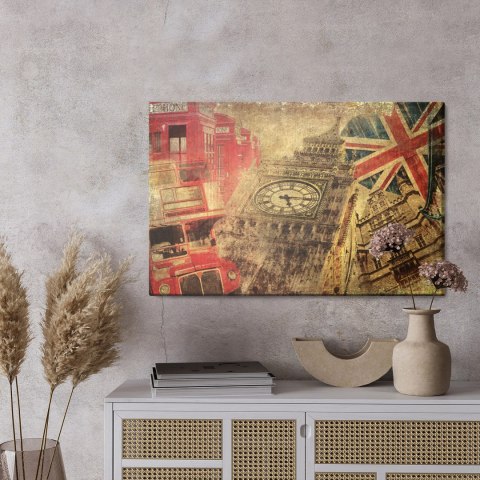 Obraz Na Płótnie Kolaż Z Ikonami Londynu W Stylu Vintage Obraz Na Płótnie Kolaż Z Ikonami Londynu W Stylu Vintage
