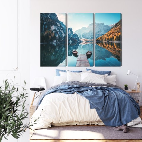 Obraz Wieloczęściowy Jezioro Braies We Włoskich Dolomitach 3D Obraz Wieloczęściowy Jezioro Braies We Włoskich Dolomitach 3D