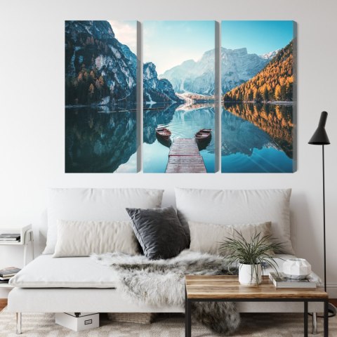 Obraz Wieloczęściowy Jezioro Braies We Włoskich Dolomitach 3D Obraz Wieloczęściowy Jezioro Braies We Włoskich Dolomitach 3D