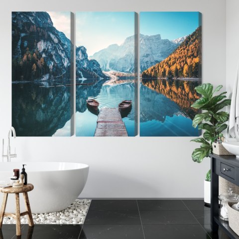 Obraz Wieloczęściowy Jezioro Braies We Włoskich Dolomitach 3D Obraz Wieloczęściowy Jezioro Braies We Włoskich Dolomitach 3D