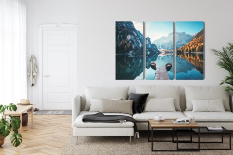 Obraz Wieloczęściowy Jezioro Braies We Włoskich Dolomitach 3D Obraz Wieloczęściowy Jezioro Braies We Włoskich Dolomitach 3D