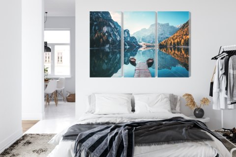 Obraz Wieloczęściowy Jezioro Braies We Włoskich Dolomitach 3D Obraz Wieloczęściowy Jezioro Braies We Włoskich Dolomitach 3D