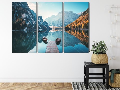 Obraz Wieloczęściowy Jezioro Braies We Włoskich Dolomitach 3D Obraz Wieloczęściowy Jezioro Braies We Włoskich Dolomitach 3D