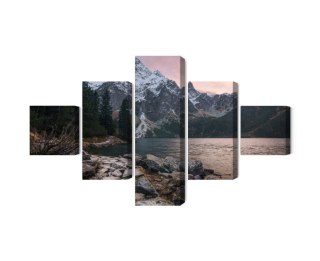 Obraz Wieloczęściowy Jezioro I Las W Górach