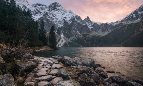Obraz Wieloczęściowy Jezioro I Las W Górach Obraz Wieloczęściowy Jezioro I Las W Górach