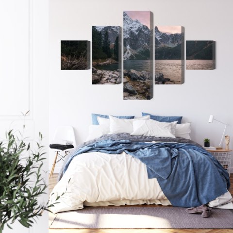 Obraz Wieloczęściowy Jezioro I Las W Górach Obraz Wieloczęściowy Jezioro I Las W Górach