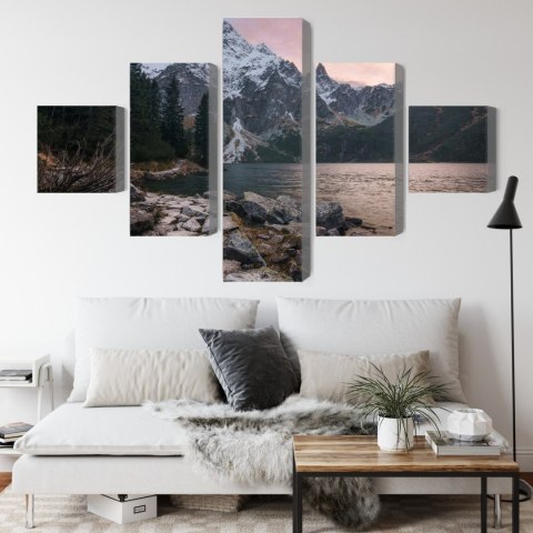 Obraz Wieloczęściowy Jezioro I Las W Górach Obraz Wieloczęściowy Jezioro I Las W Górach