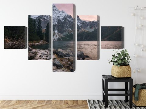 Obraz Wieloczęściowy Jezioro I Las W Górach Obraz Wieloczęściowy Jezioro I Las W Górach