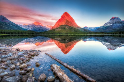 Obraz Wieloczęściowy Jezioro Swiftcurrent Lake W Usa Obraz Wieloczęściowy Jezioro Swiftcurrent Lake W Usa