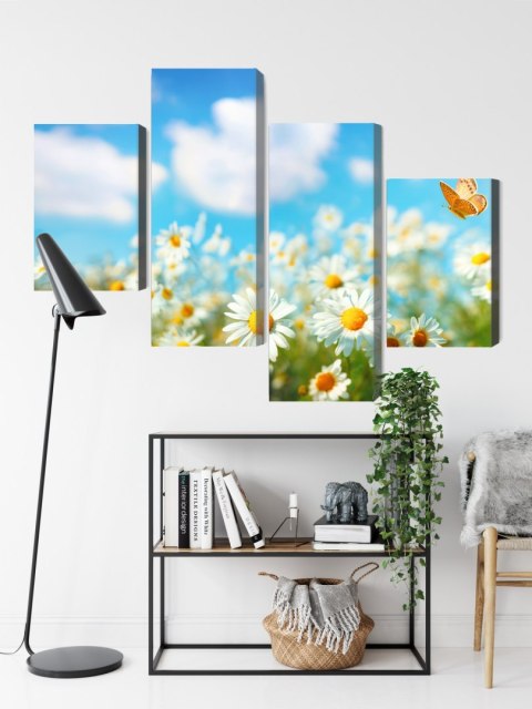 Obraz Wieloczęściowy Pole Stokrotki 3D Obraz Wieloczęściowy Pole Stokrotki 3D