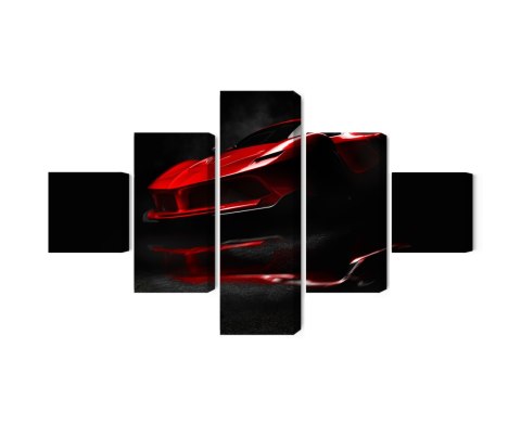 Obraz Wieloczęściowy Czerwony Samochód Sportowy 3D