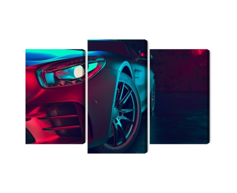 Obraz Wieloczęściowy Przód Samochodu Sportowego 3D Obraz Wieloczęściowy Przód Samochodu Sportowego 3D