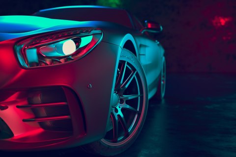 Obraz Wieloczęściowy Przód Samochodu Sportowego 3D Obraz Wieloczęściowy Przód Samochodu Sportowego 3D