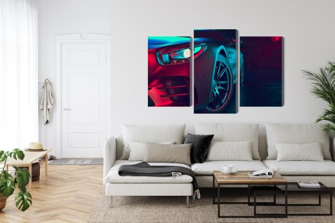 Obraz Wieloczęściowy Przód Samochodu Sportowego 3D Obraz Wieloczęściowy Przód Samochodu Sportowego 3D