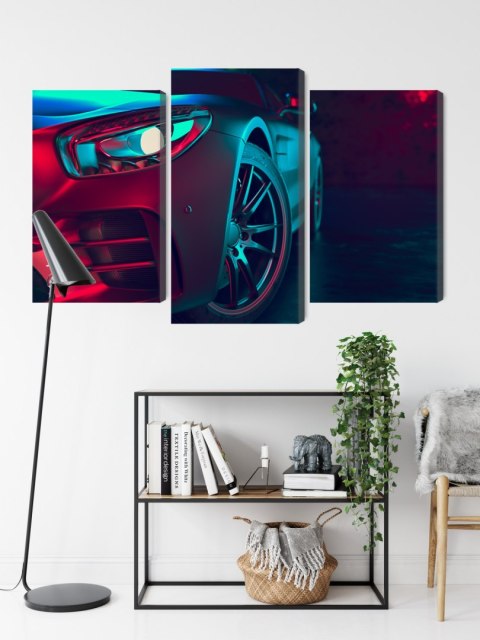 Obraz Wieloczęściowy Przód Samochodu Sportowego 3D Obraz Wieloczęściowy Przód Samochodu Sportowego 3D