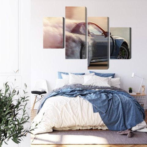 Obraz Wieloczęściowy Samochód Sportowy W Chmurze Dymu Obraz Wieloczęściowy Samochód Sportowy W Chmurze Dymu