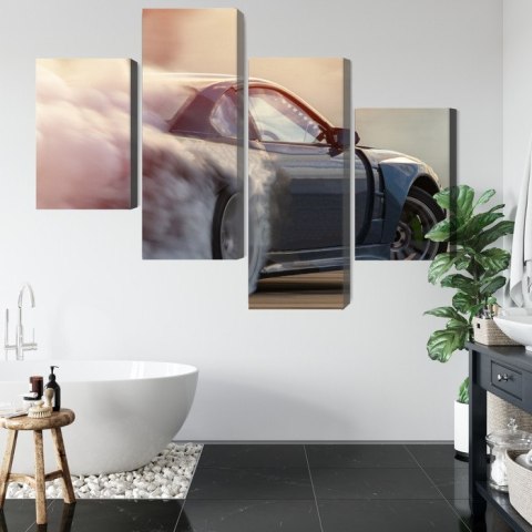 Obraz Wieloczęściowy Samochód Sportowy W Chmurze Dymu Obraz Wieloczęściowy Samochód Sportowy W Chmurze Dymu