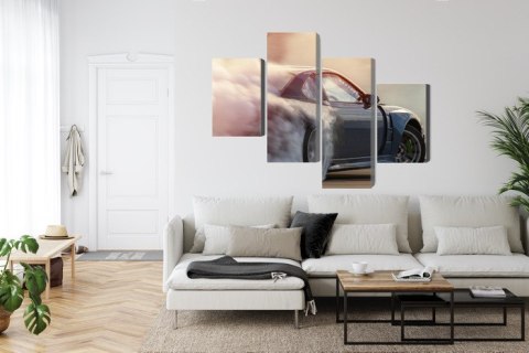 Obraz Wieloczęściowy Samochód Sportowy W Chmurze Dymu Obraz Wieloczęściowy Samochód Sportowy W Chmurze Dymu