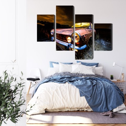 Obraz Wieloczęściowy Stary Opuszczony Samochód 3D Obraz Wieloczęściowy Stary Opuszczony Samochód 3D