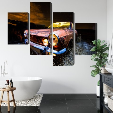 Obraz Wieloczęściowy Stary Opuszczony Samochód 3D Obraz Wieloczęściowy Stary Opuszczony Samochód 3D