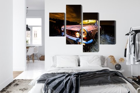 Obraz Wieloczęściowy Stary Opuszczony Samochód 3D Obraz Wieloczęściowy Stary Opuszczony Samochód 3D