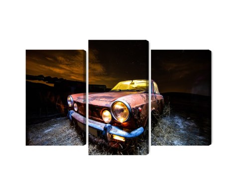 Obraz Wieloczęściowy Stary Opuszczony Samochód 3D Obraz Wieloczęściowy Stary Opuszczony Samochód 3D