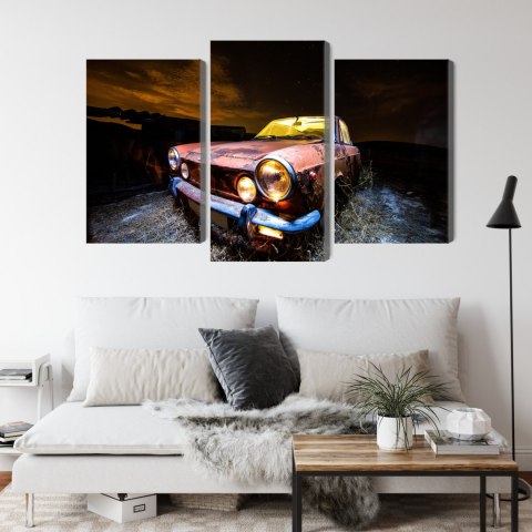 Obraz Wieloczęściowy Stary Opuszczony Samochód 3D Obraz Wieloczęściowy Stary Opuszczony Samochód 3D