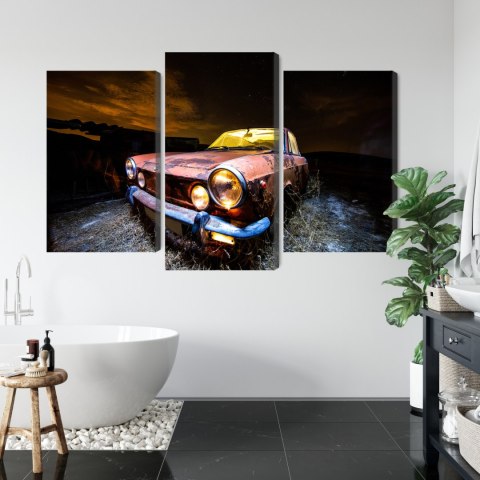 Obraz Wieloczęściowy Stary Opuszczony Samochód 3D Obraz Wieloczęściowy Stary Opuszczony Samochód 3D