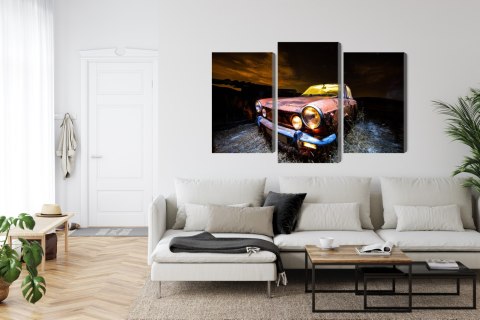Obraz Wieloczęściowy Stary Opuszczony Samochód 3D Obraz Wieloczęściowy Stary Opuszczony Samochód 3D