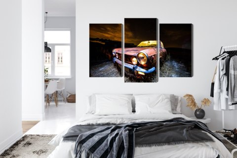Obraz Wieloczęściowy Stary Opuszczony Samochód 3D Obraz Wieloczęściowy Stary Opuszczony Samochód 3D