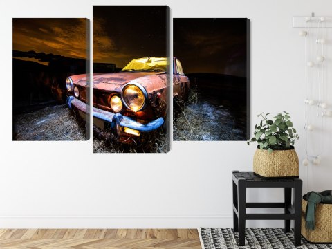 Obraz Wieloczęściowy Stary Opuszczony Samochód 3D Obraz Wieloczęściowy Stary Opuszczony Samochód 3D