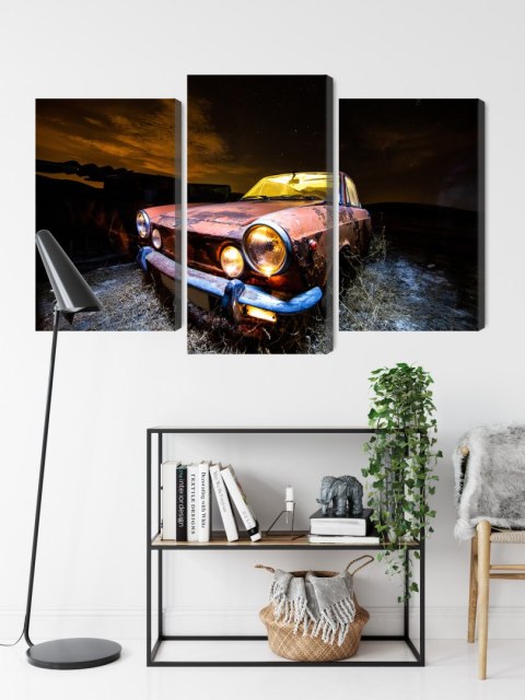 Obraz Wieloczęściowy Stary Opuszczony Samochód 3D Obraz Wieloczęściowy Stary Opuszczony Samochód 3D