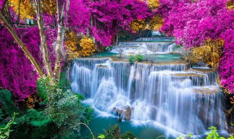 Obraz Wieloczęściowy Wodospad Jesienią Obraz Wieloczęściowy Wodospad Jesienią