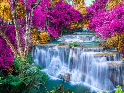 Obraz Wieloczęściowy Wodospad Jesienią Obraz Wieloczęściowy Wodospad Jesienią