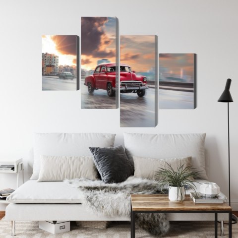 Obraz Wieloczęściowy Zabytkowy Samochód Na Drodze