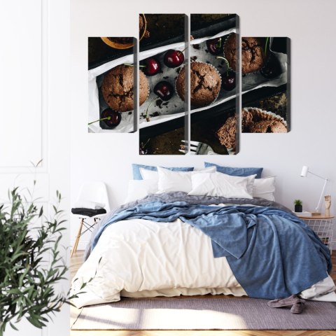 Obraz Wieloczęściowy Babeczki Z Wiśniami