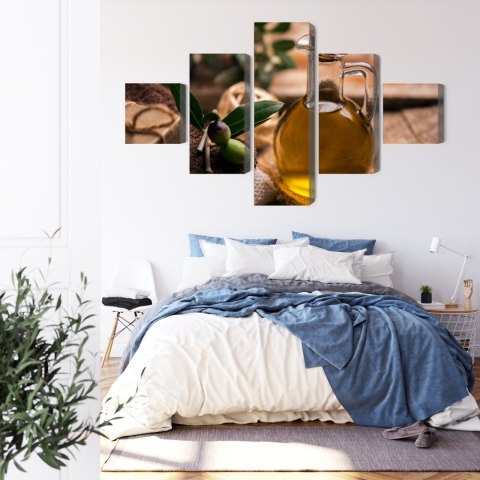 Obraz Wieloczęściowy Butelka Oliwy Z Oliwek