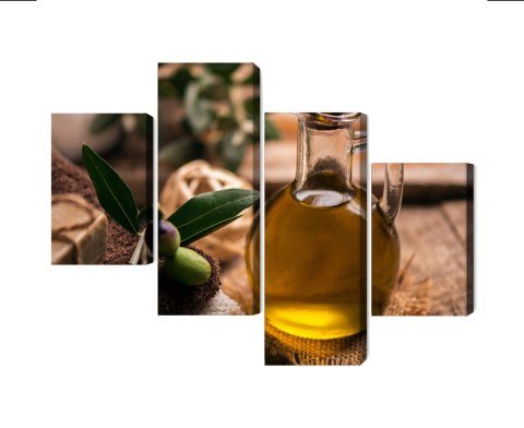 Obraz Wieloczęściowy Butelka Oliwy Z Oliwek