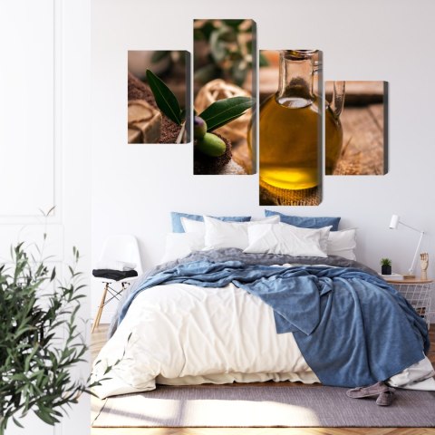 Obraz Wieloczęściowy Butelka Oliwy Z Oliwek