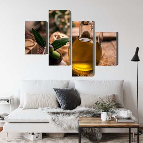 Obraz Wieloczęściowy Butelka Oliwy Z Oliwek