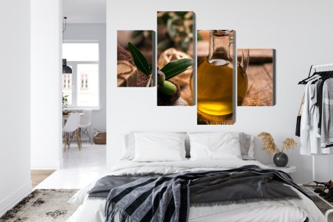 Obraz Wieloczęściowy Butelka Oliwy Z Oliwek